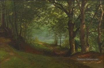 Bosquet œuvres - PATH BY A LAKE IN A forêt American Albert Bierstadt arbres paysage